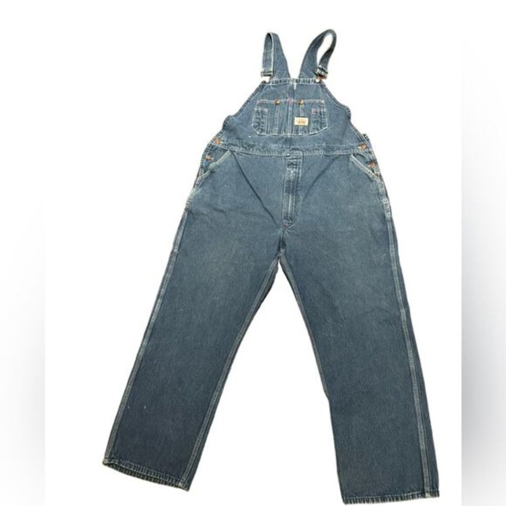 Roundhouse Cotton Denim Overalls Size 46 x 30 Made in the USA.